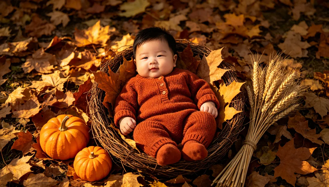 Cosecha de otoño: ejemplo de Fotos de bebé creado con IA