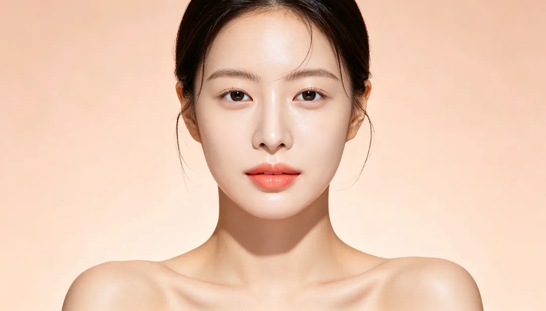 Maquillaje coreano natural: ejemplo de Retoque de belleza creado con IA