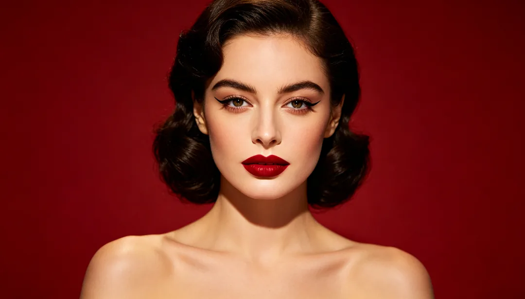 Labios rojos vintage: ejemplo de Retoque de belleza creado con IA