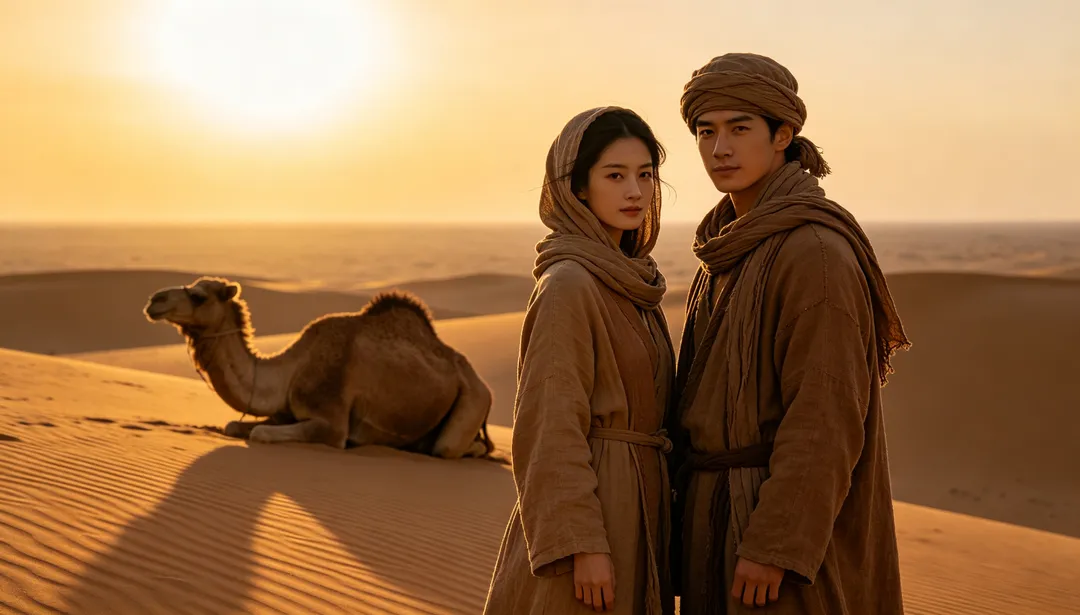Expedición al desierto: ejemplo de Fotos de pareja creado con IA