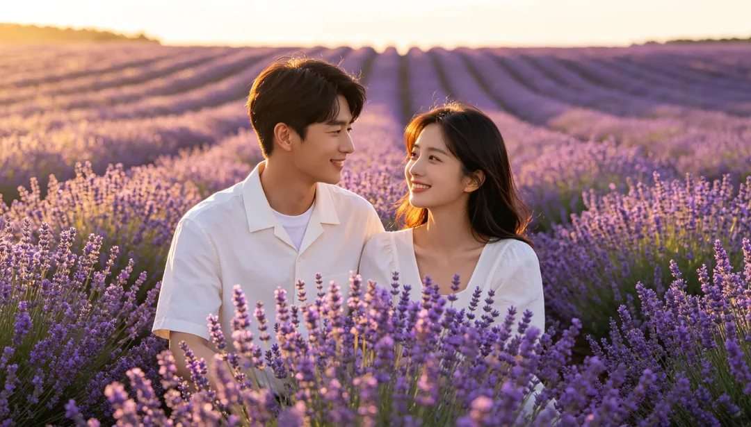 Campo de flores: ejemplo de Fotos de pareja creado con IA