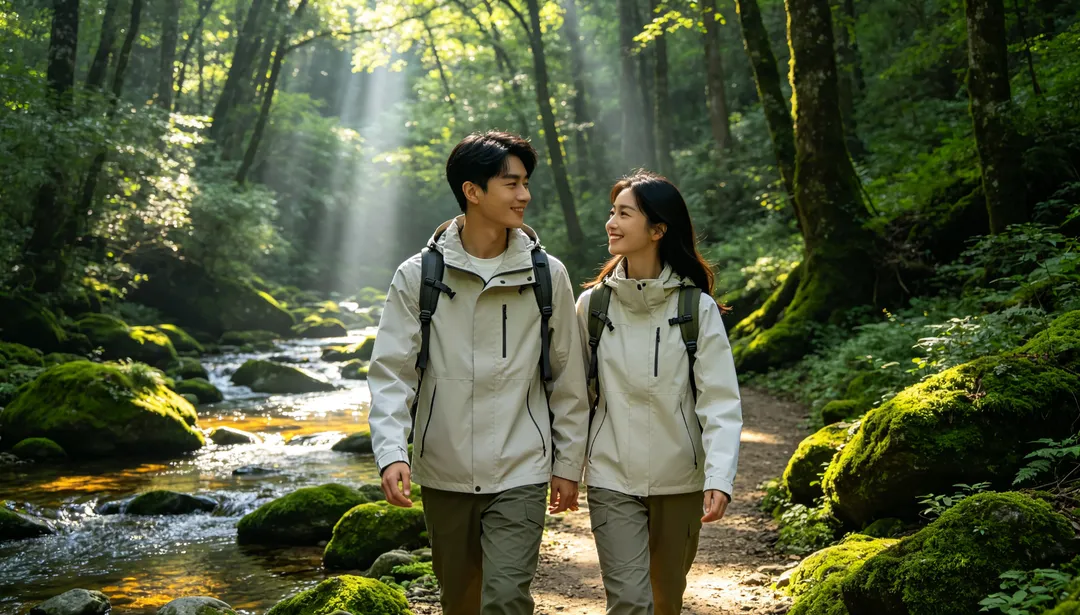 Aventura en el bosque: ejemplo de Fotos de pareja creado con IA