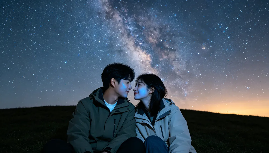 Noche estrellada: ejemplo de Fotos de pareja creado con IA