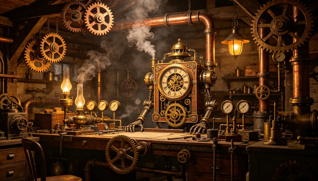 Steampunk victoriano: ejemplo de Recursos de juego creado con IA