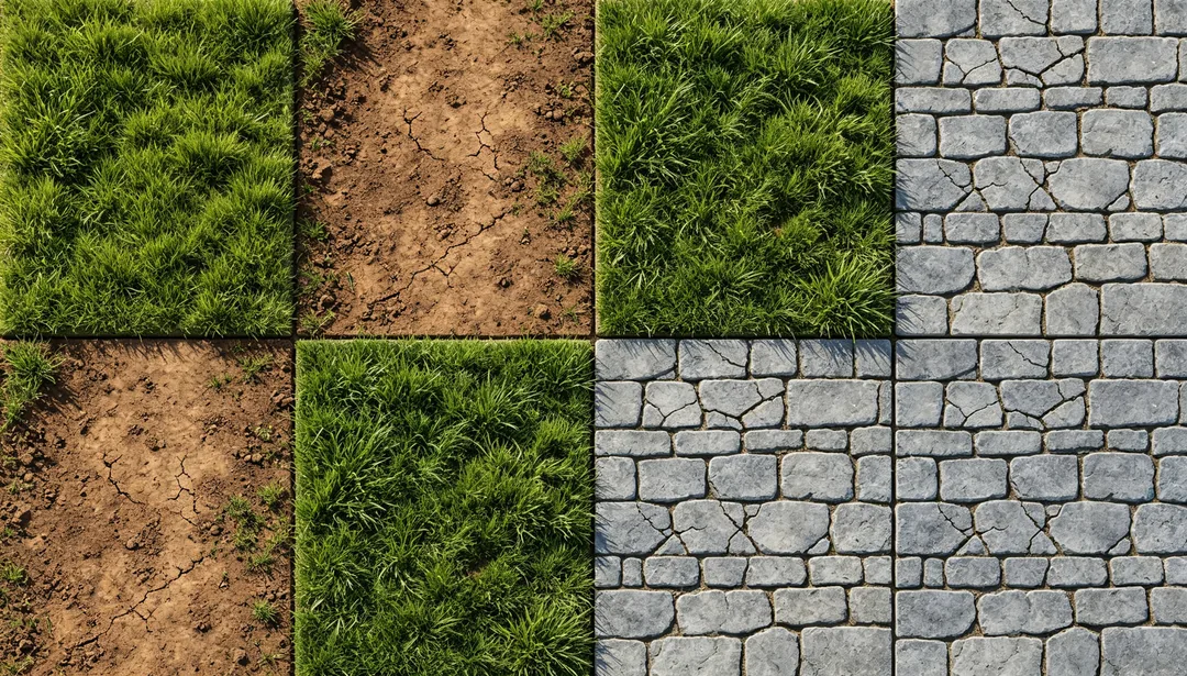 Tileset de terreno: ejemplo de Recursos de juego creado con IA