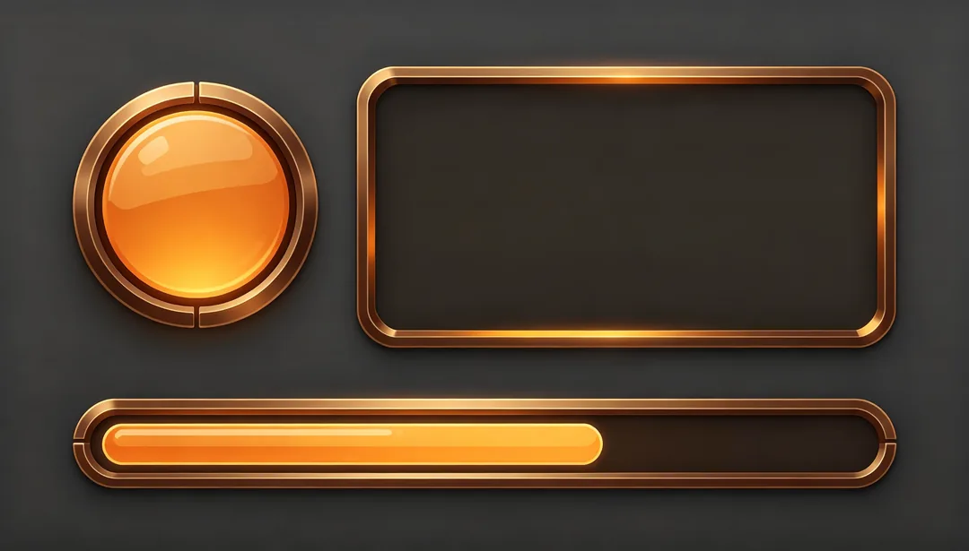 Botones y paneles de UI: ejemplo de Recursos de juego creado con IA