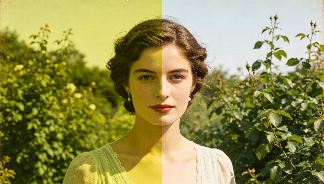 Corrección de color: ejemplo de Restaurar foto creado con IA