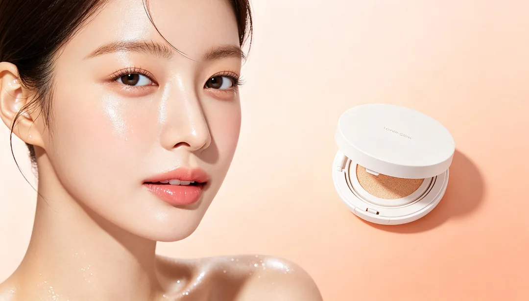 Glow coreano: ejemplo de Póster de e-commerce creado con IA