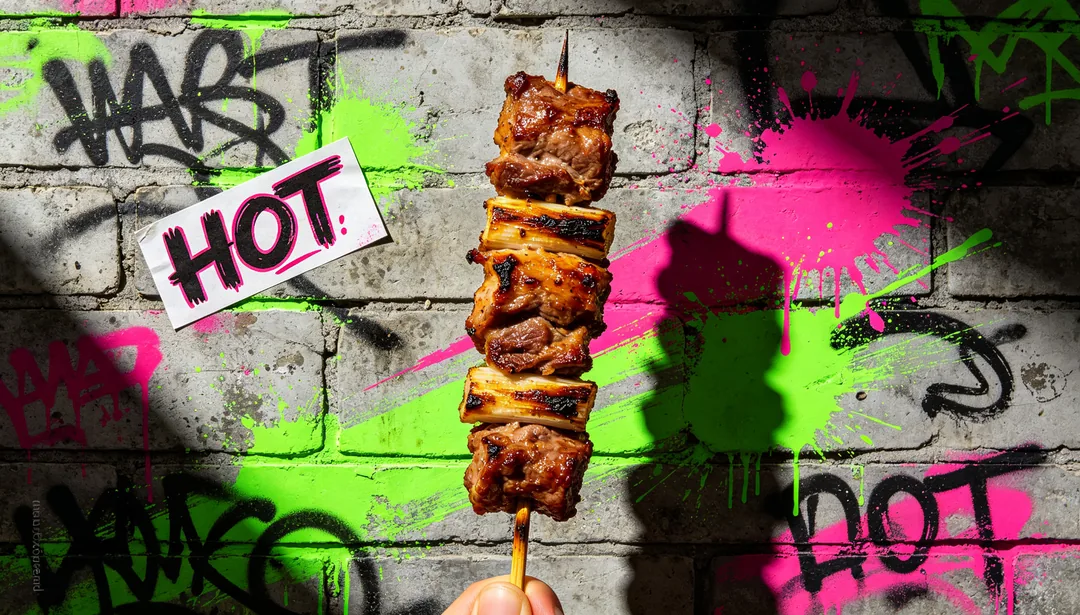 Comida callejera moderna: ejemplo de Póster de e-commerce creado con IA