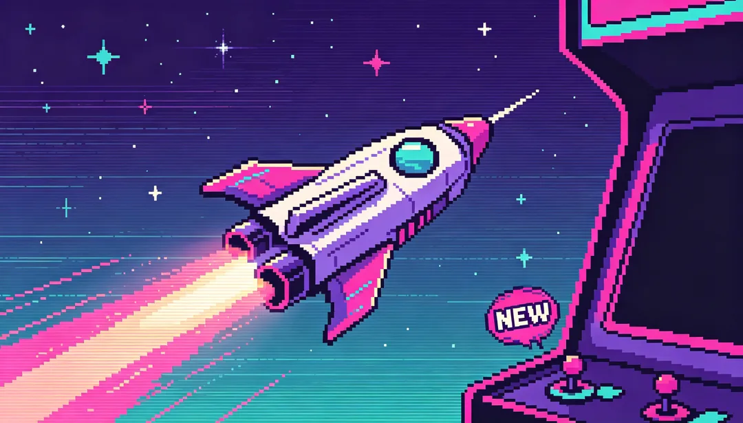 Arcade pixelado retro: ejemplo de Póster de e-commerce creado con IA