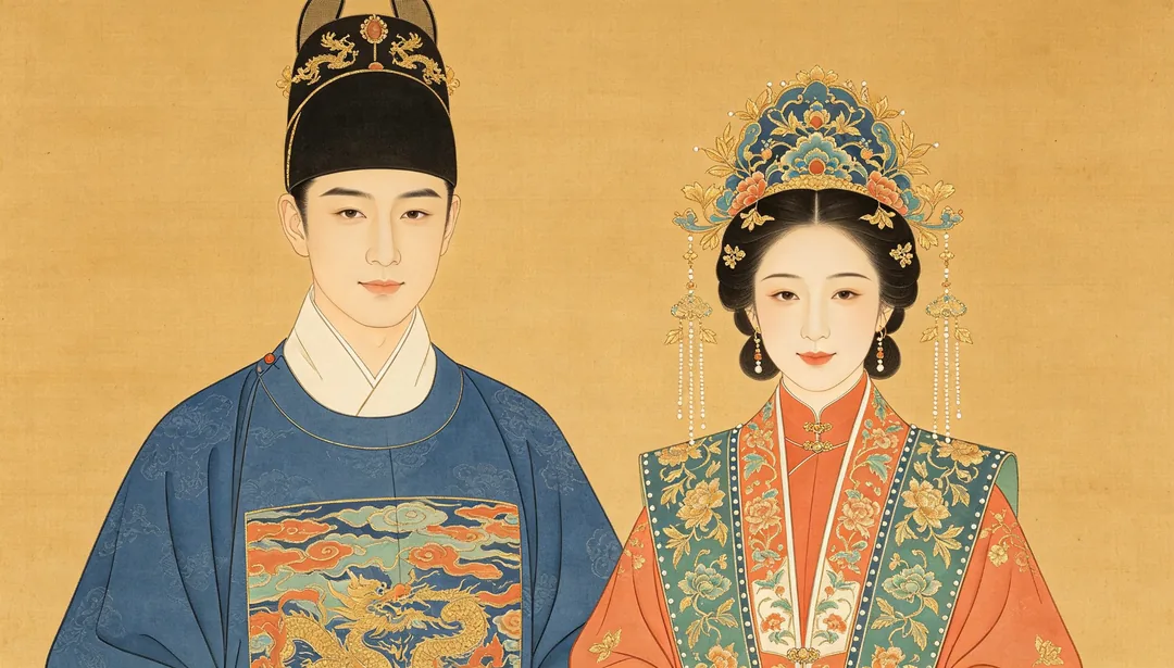 Pintura gongbi de línea fina: ejemplo de Fotos de boda creado con IA
