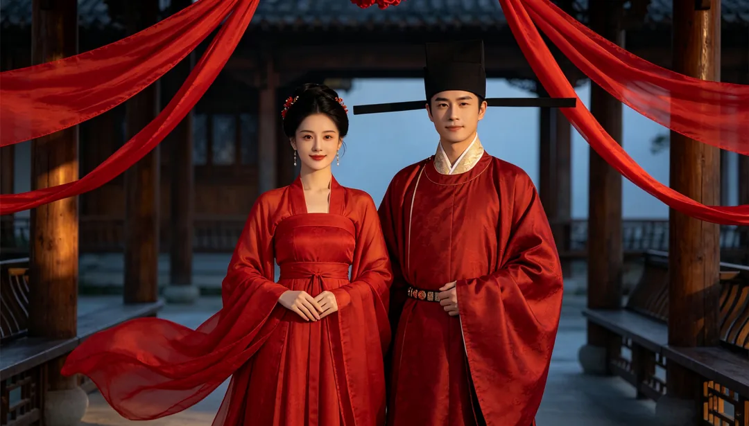 Boda en hanfu: ejemplo de Fotos de boda creado con IA