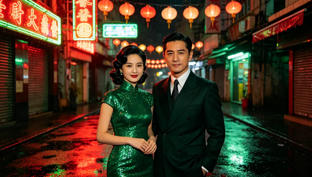 Hong Kong vintage: ejemplo de Fotos de boda creado con IA