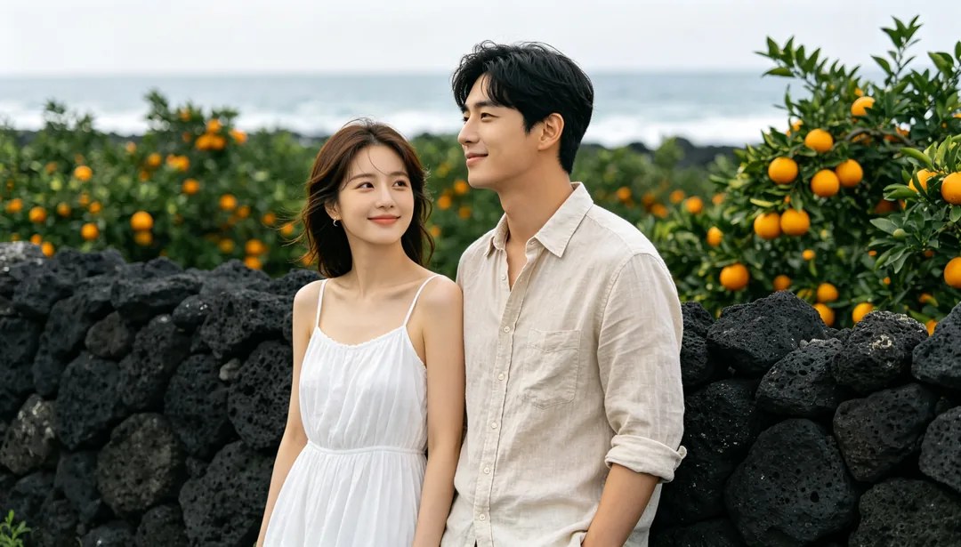 Isla de Jeju: ejemplo de Fotos de boda creado con IA