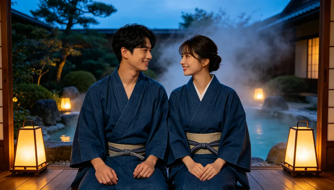 Onsen y ryokan: ejemplo de Fotos de boda creado con IA