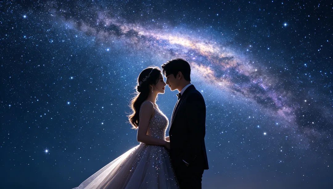 Universo estrellado: ejemplo de Fotos de boda creado con IA