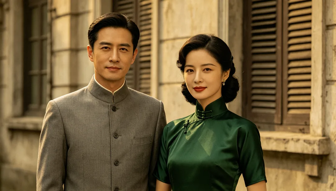Traje Zhongshan y el viejo Shanghái: ejemplo de Fotos de boda creado con IA