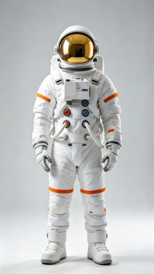 A person walking across a city square is replaced by an astronaut in a white suit — Character