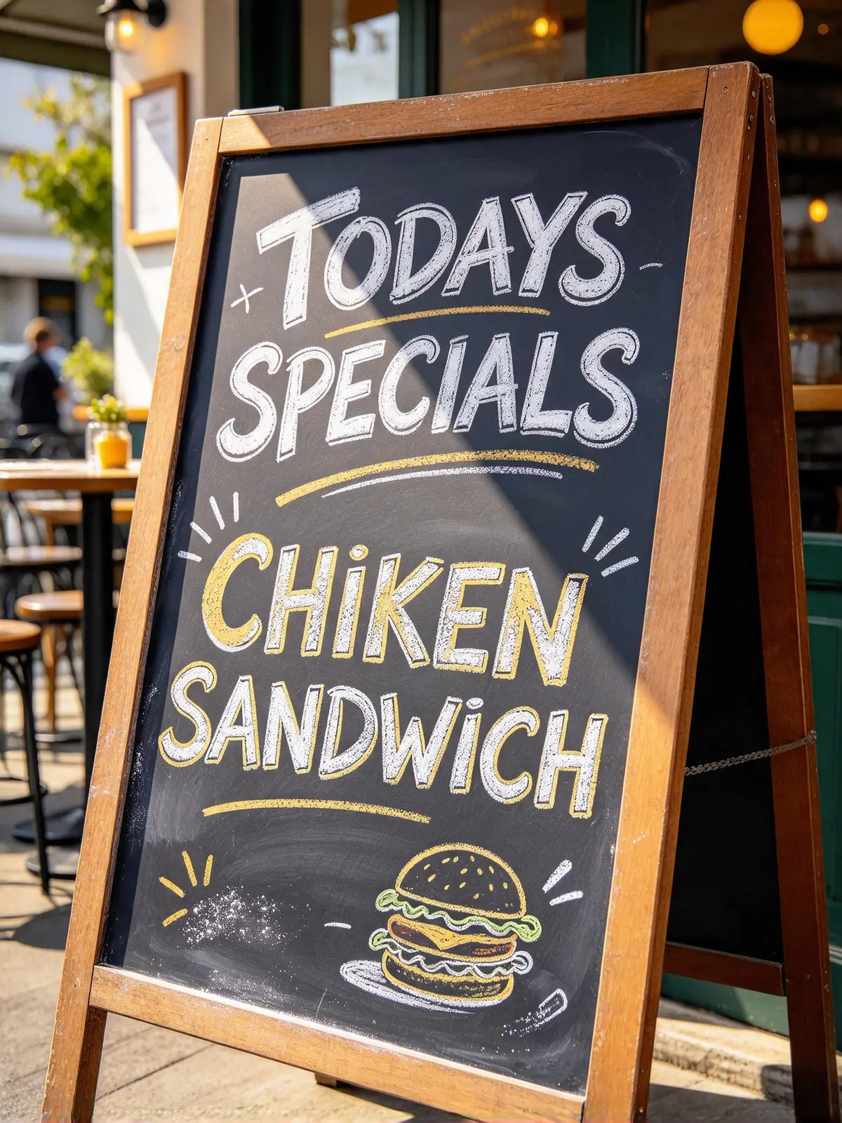 SPECAILS on an A-frame chalkboard menu corrected to SPECIALS, with the chalk lettering kept — After