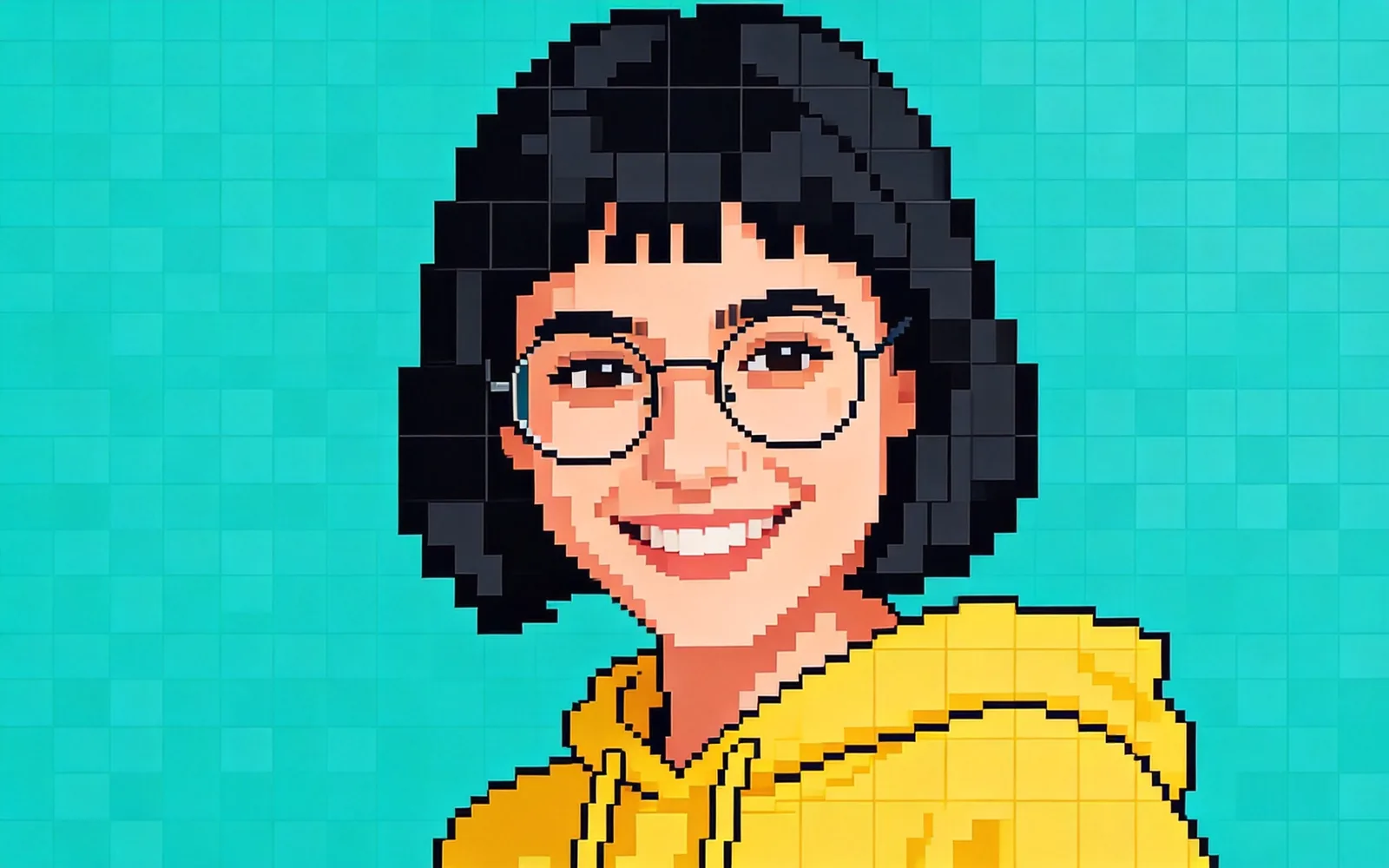 Un retrato de cabeza y hombros convertido en un avatar en pixel art — Después