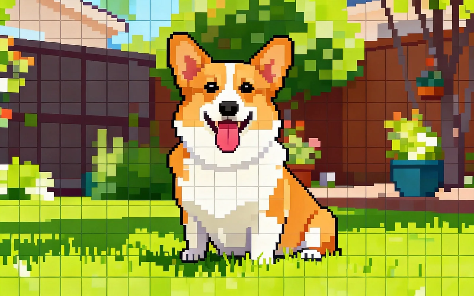 La foto de un corgi redibujada en pixel art de 16 bits — Después